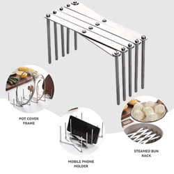 retractable stainless steel dish rack heavy duty space saving pot lid & plate holder
