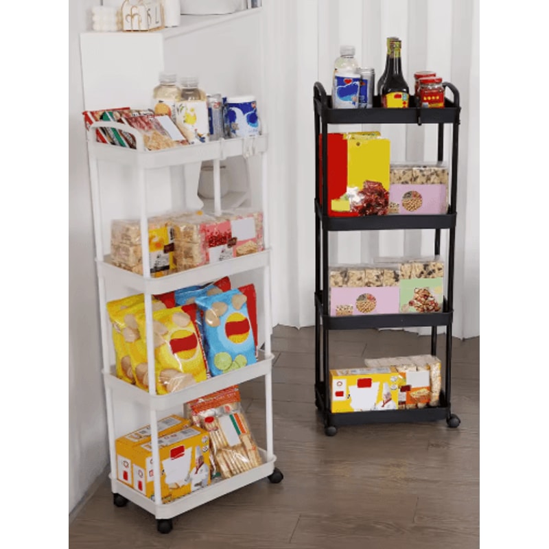 Plastic Rolling Utility Cart With Handle Multi Purpose Movable Storage Organizer 5