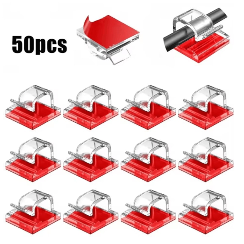 50PCS Cable Organizer Clips Adhesive USB Cord Holder Wall Mount Set 1