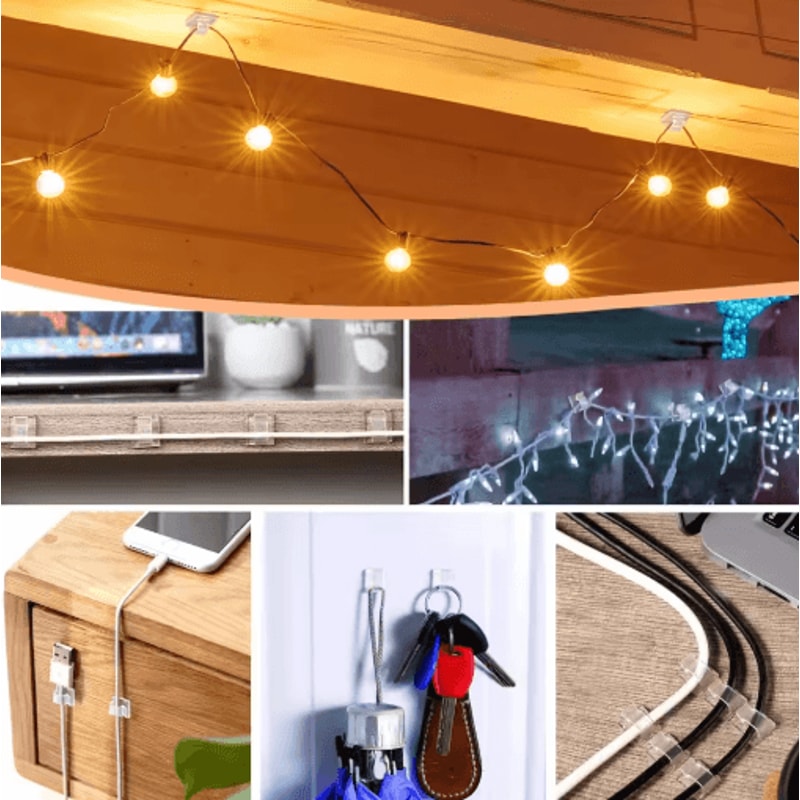 50PCS Cable Organizer Clips Adhesive USB Cord Holder Wall Mount Set 5