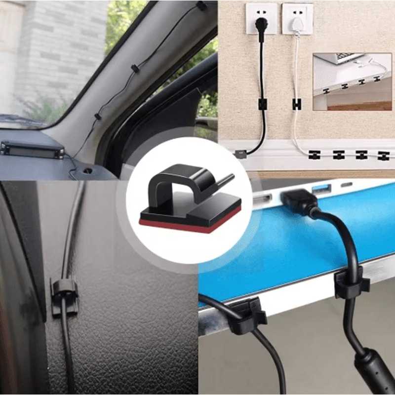 50PCS Cable Organizer Clips Adhesive USB Cord Holder Wall Mount Set 6