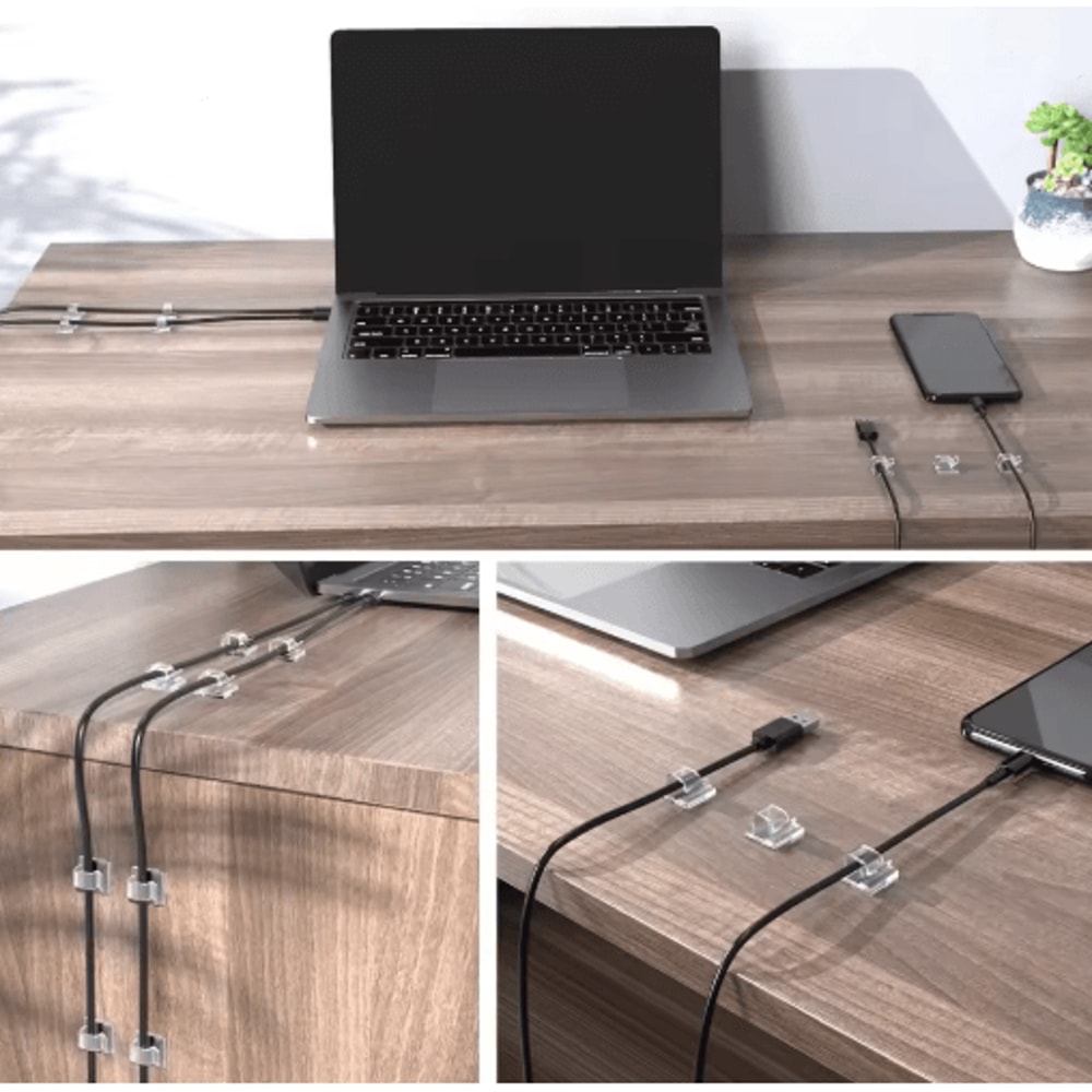 50PCS Cable Organizer Clips Adhesive USB Cord Holder Wall Mount Set 7