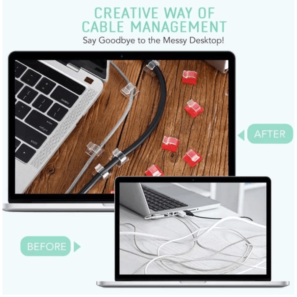 50PCS Cable Organizer Clips Adhesive USB Cord Holder Wall Mount Set 0