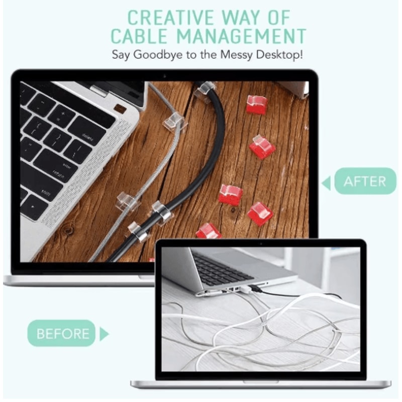 50PCS Cable Organizer Clips Adhesive USB Cord Holder Wall Mount Set 0