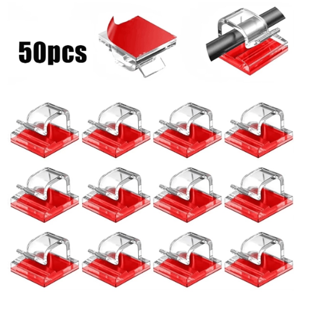 50PCS Cable Organizer Clips Adhesive USB Cord Holder Wall Mount Set 8
