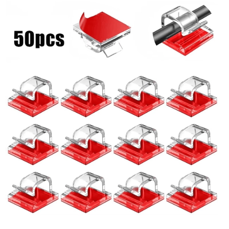 50PCS Cable Organizer Clips Adhesive USB Cord Holder Wall Mount Set 8