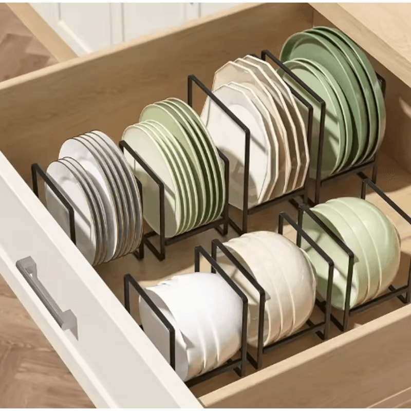 Iron Countertop Dish Rack Dinner Plate Drain Kitchen Cabinet Storage Organizer 3