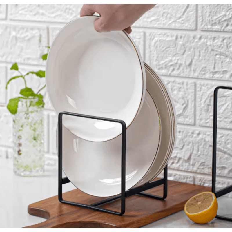 Iron Countertop Dish Rack Dinner Plate Drain Kitchen Cabinet Storage Organizer 5