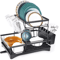 2 Tier Stainless Steel Dish Drying Rack Large Countertop Organizer With Drainer Cutlery Holder 1