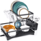 2 Tier Stainless Steel Dish Drying Rack Large Countertop Organizer With Drainer Cutlery Holder 1