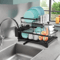 2 Tier Stainless Steel Dish Drying Rack Large Countertop Organizer With Drainer Cutlery Holder 0