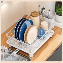 compact kitchen dish drying rack small bowl & plate draining storage box