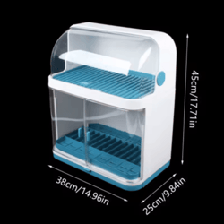 2 layer dish drying rack with lid cover covered kitchen cutlery organizer