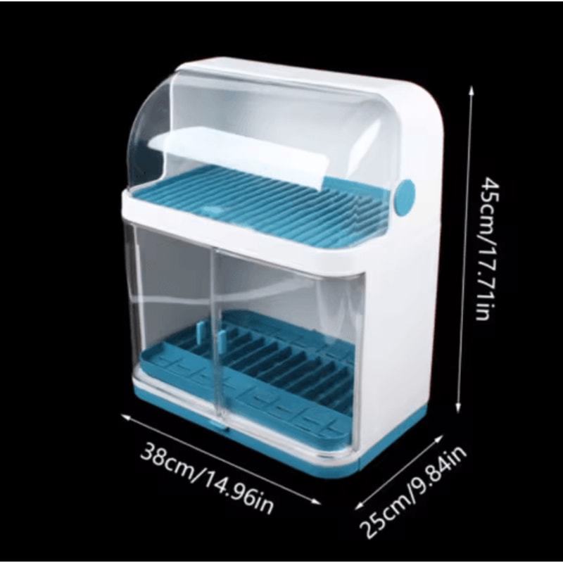 2 Layer Dish Drying Rack With Lid Cover Covered Kitchen Cutlery Organizer 0