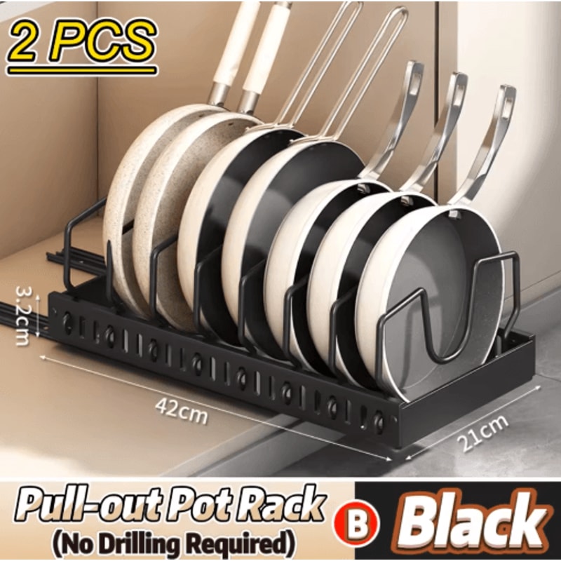 Pull Out Pots And Pans Organizer Sliding Under Cabinet Pan Lid Storage Rack 0