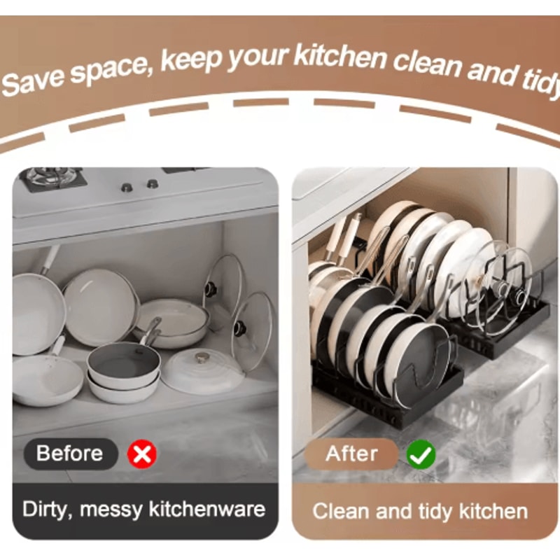Pull Out Pots And Pans Organizer Sliding Under Cabinet Pan Lid Storage Rack 9