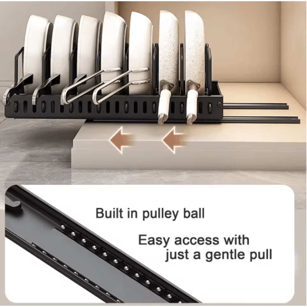 Pull Out Pots And Pans Organizer Sliding Under Cabinet Pan Lid Storage Rack 7