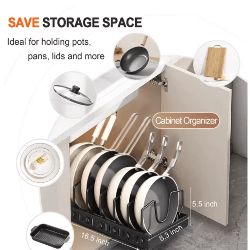 Pull Out Pots And Pans Organizer Sliding Under Cabinet Pan Lid Storage Rack 10