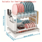 2 Tier Large Stainless Steel Dish Drying Rack With Drainboard Kitchen Counter Dish Cup Drainer 1