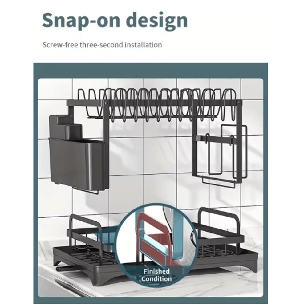 2 Tier Large Stainless Steel Dish Drying Rack With Drainboard Kitchen Counter Dish Cup Drainer 8