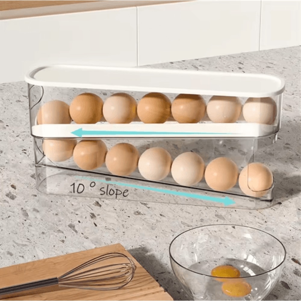 Automatic Rolling Egg Dispenser Slide Type Refrigerator Countertop Egg Holder 4