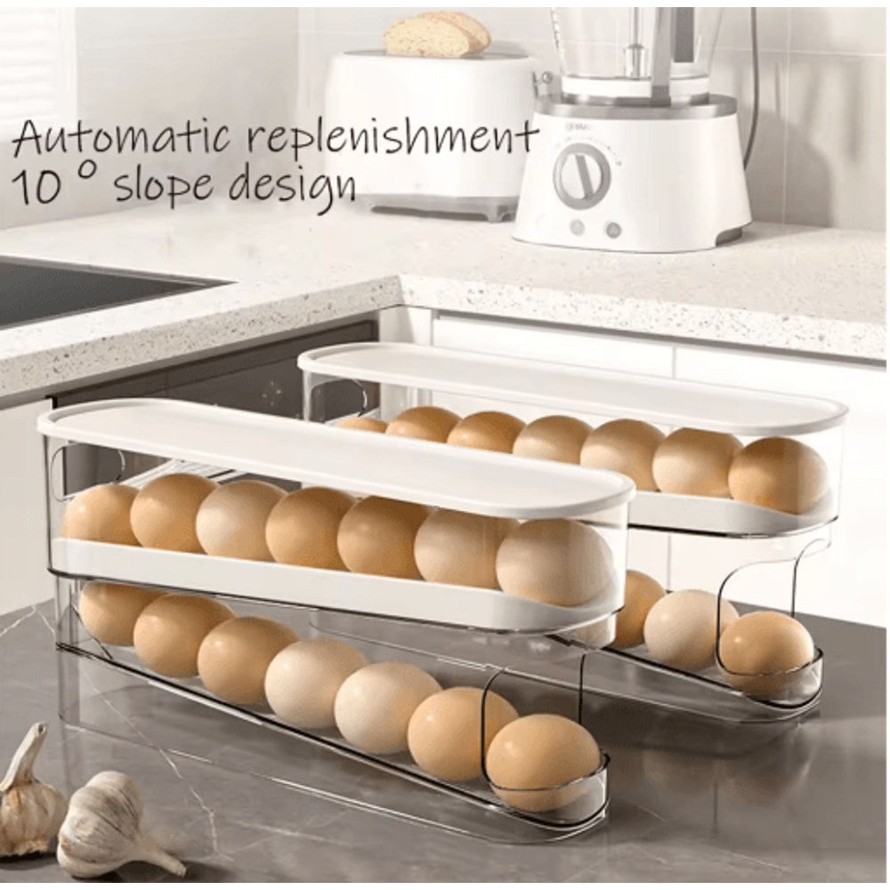 Automatic Rolling Egg Dispenser Slide Type Refrigerator Countertop Egg Holder 5