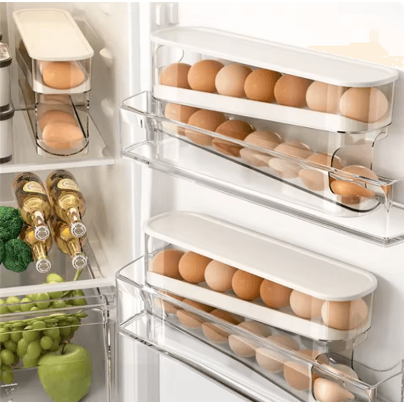 Automatic Rolling Egg Dispenser Slide Type Refrigerator Countertop Egg Holder 0