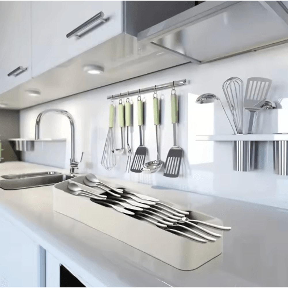 MultiPurpose Cutlery Drawer Organizer Compartment Kitchen Utensil Storage Tray 4