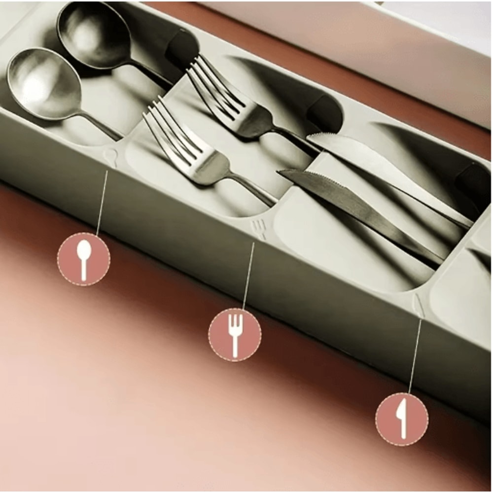 MultiPurpose Cutlery Drawer Organizer Compartment Kitchen Utensil Storage Tray 6