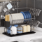 2 Tier Dish Drying Rack With Drain Board Kitchen Countertop Storage Set With Cup Cutlery Holder 1
