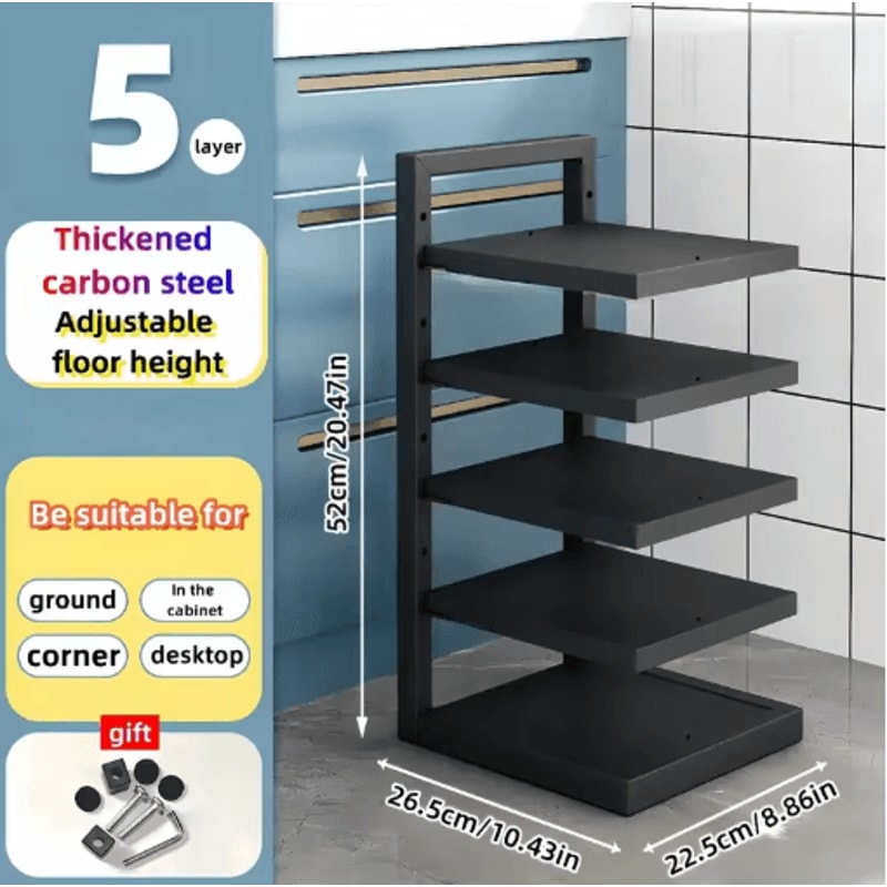 Adjustable Stainless Steel Pot Rack Organizer Multi Layer Kitchen Pot Pan Storage Rack 5