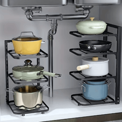 adjustable stainless steel pot rack organizer multi layer kitchen pot & pan storage rack