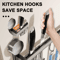 Wall Mounted Kitchen Hook Rack No Drill Utensil Hanger Rail With Chopping Board Holder 0
