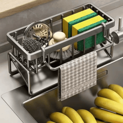 stainless steel sink organizer multi layer drain rack with soap & sponge holder