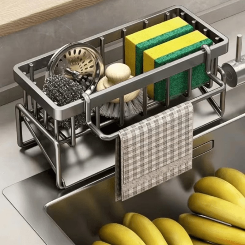 Stainless Steel Sink Organizer Multi Layer Drain Rack With Soap Sponge Holder 0