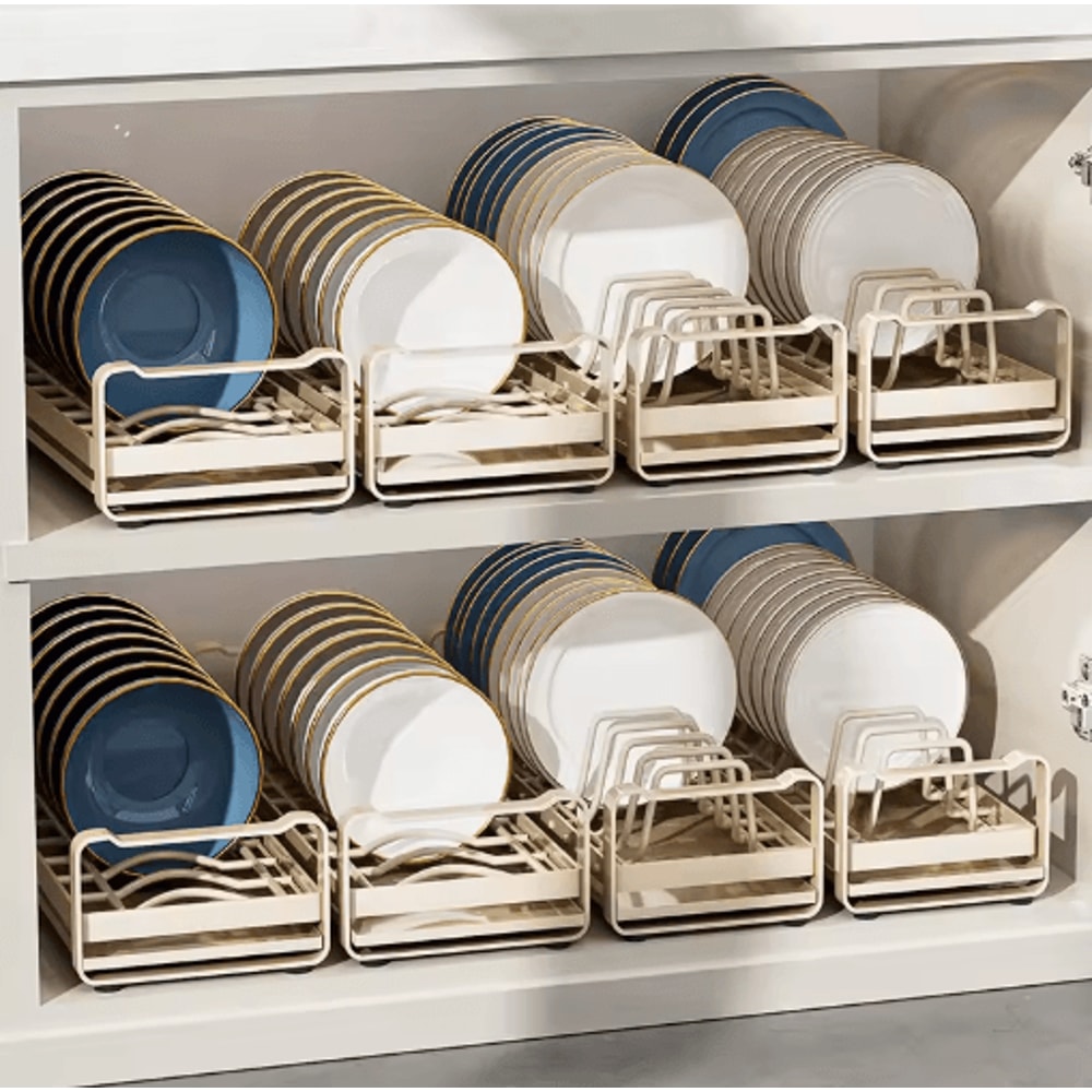 Pull Out Cabinet Dish Rack Stainless Steel Plate Bowl Storage Drawer Organizer 0