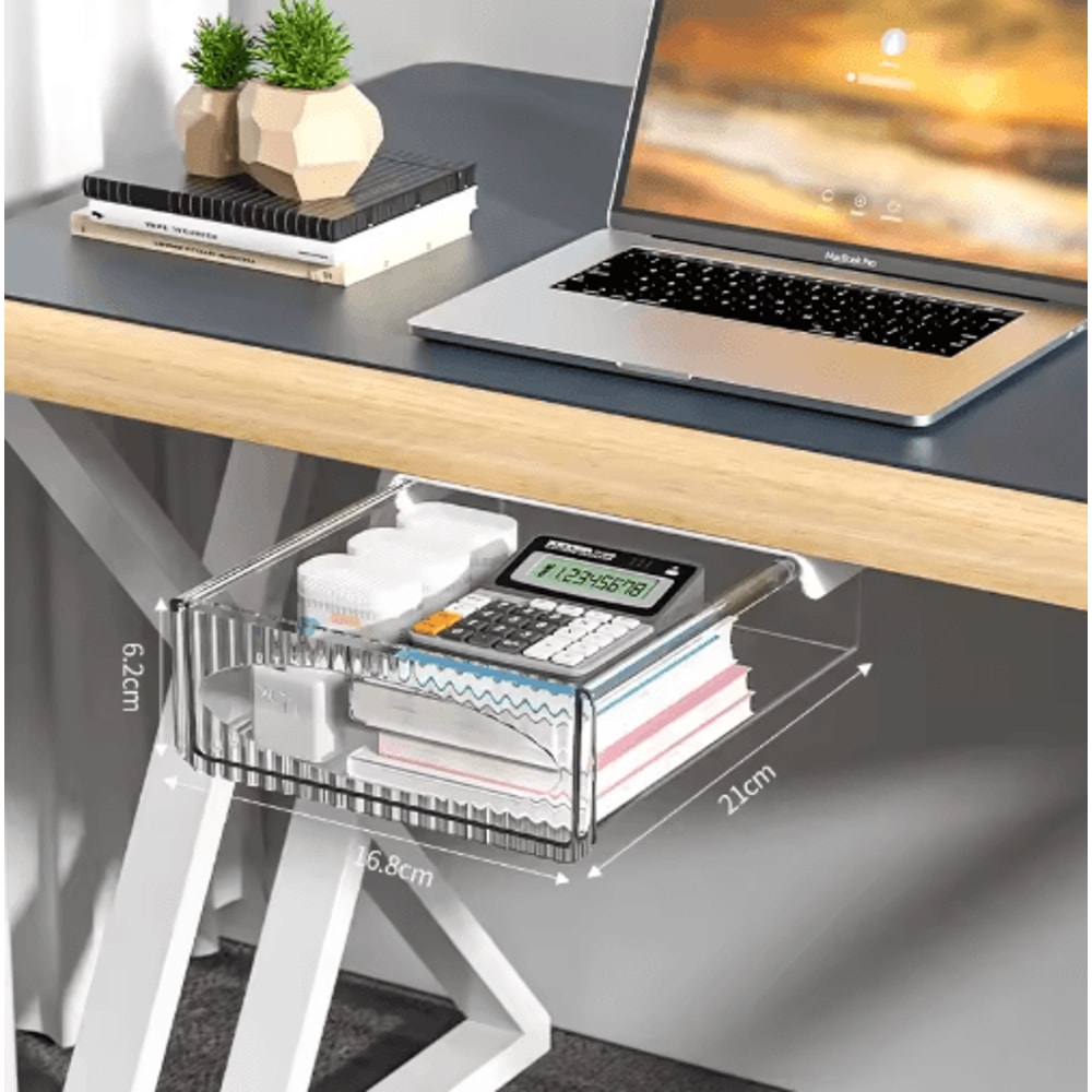 SpaceSaver Under Desk Drawer Hidden Pull Out Storage Box Organizer 1