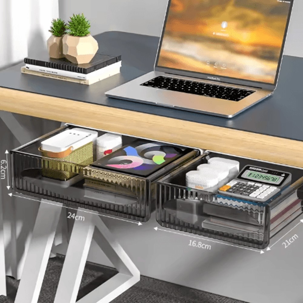 SpaceSaver Under Desk Drawer Hidden Pull Out Storage Box Organizer 0