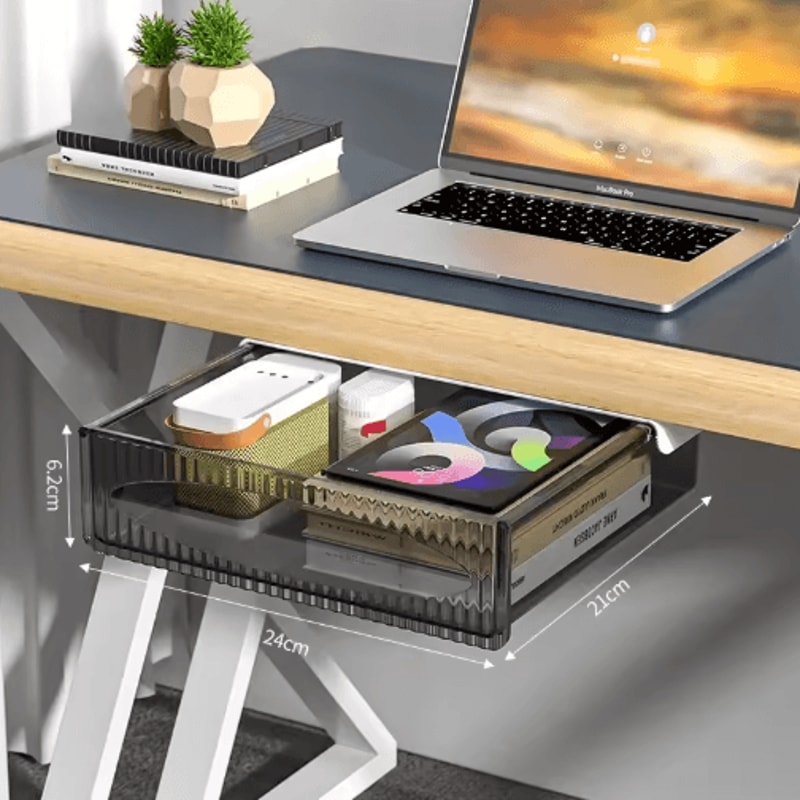 SpaceSaver Under Desk Drawer Hidden Pull Out Storage Box Organizer 3