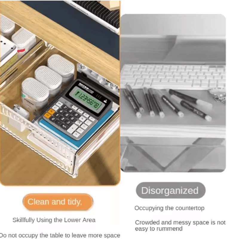 SpaceSaver Under Desk Drawer Hidden Pull Out Storage Box Organizer 7