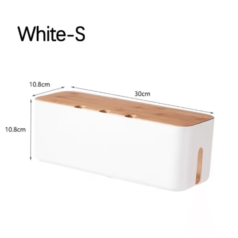 Bamboo Lid Cable Management Box For Desk And Power Strip Organization 3