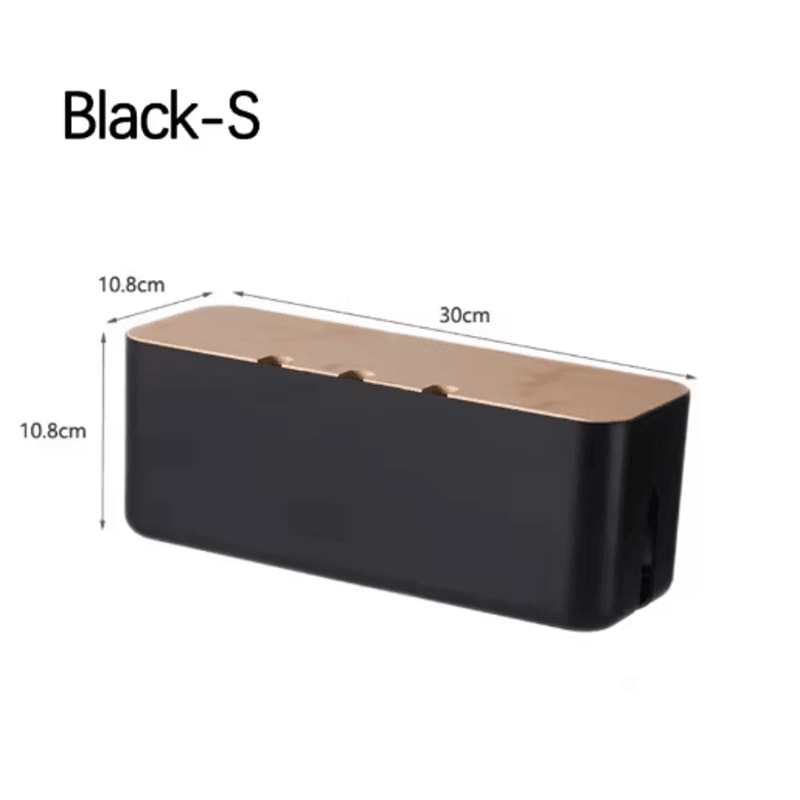 Bamboo Lid Cable Management Box For Desk And Power Strip Organization 4