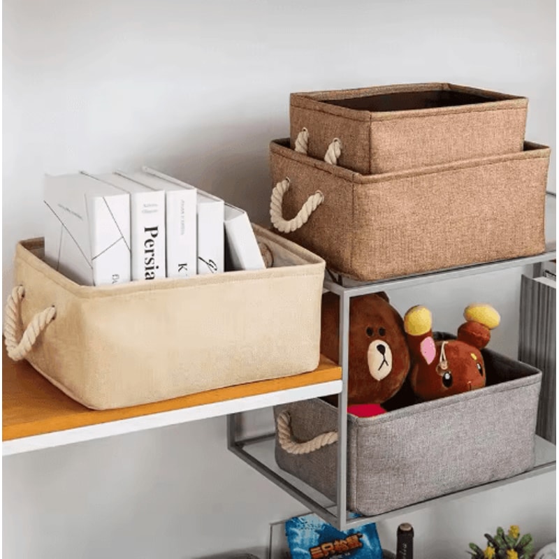 Foldable Linen Storage Basket For Closet Office And Bedroom Organization 7