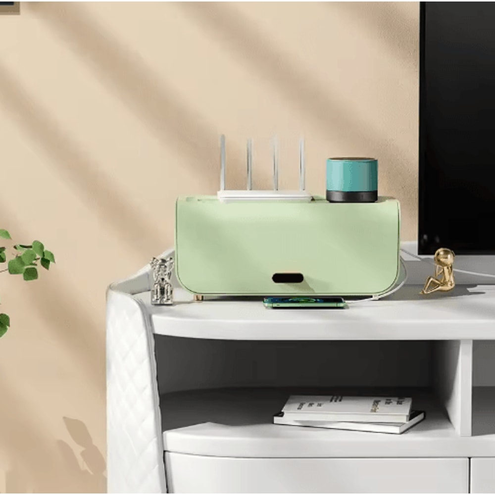 Desktop Cable Management Box With Router And Power Strip Storage 6