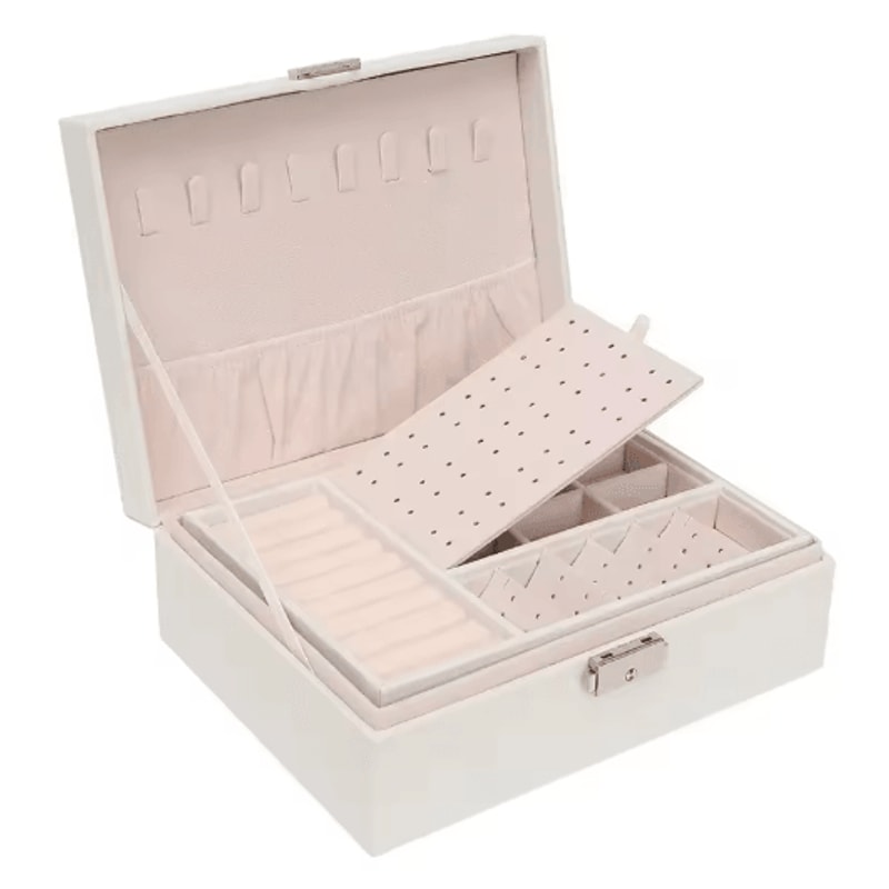 Double Layer PU Leather Jewelry Box With Lock And Ring Organizer 2