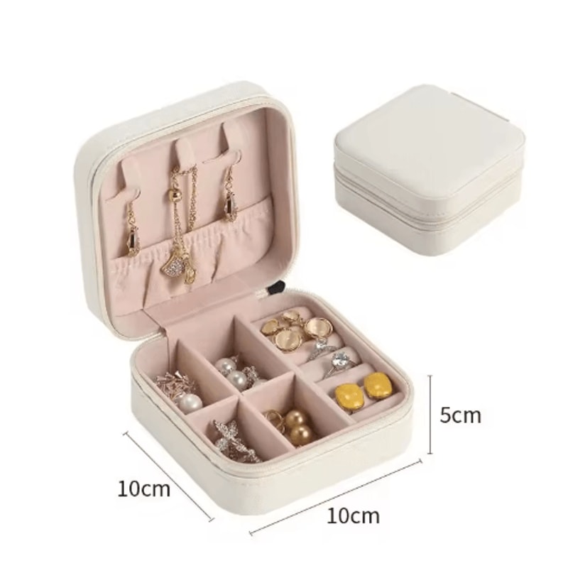 Double Layer PU Leather Jewelry Box With Lock And Ring Organizer 7