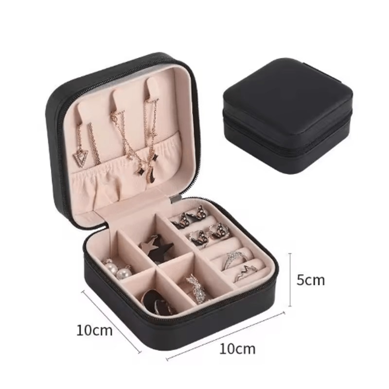 Double Layer PU Leather Jewelry Box With Lock And Ring Organizer 8