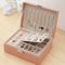Double Layer PU Leather Jewelry Box With Lock And Ring Organizer 13
