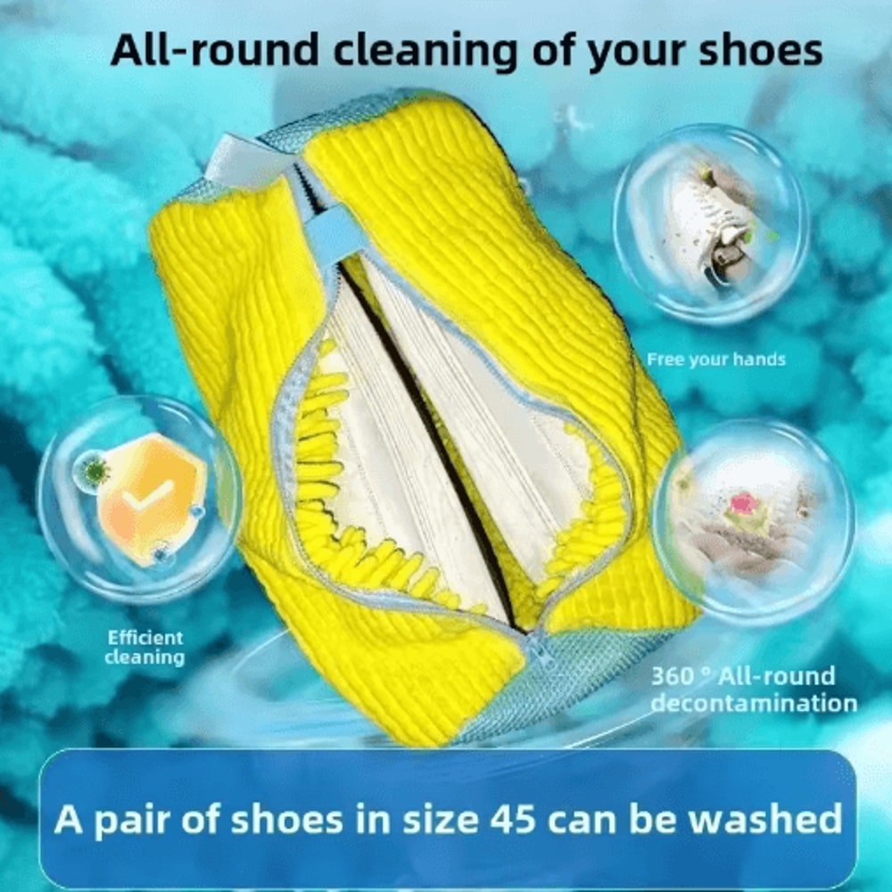 Durable Mesh Shoe Wash Bag With Zipper And Cushioned Interior 4