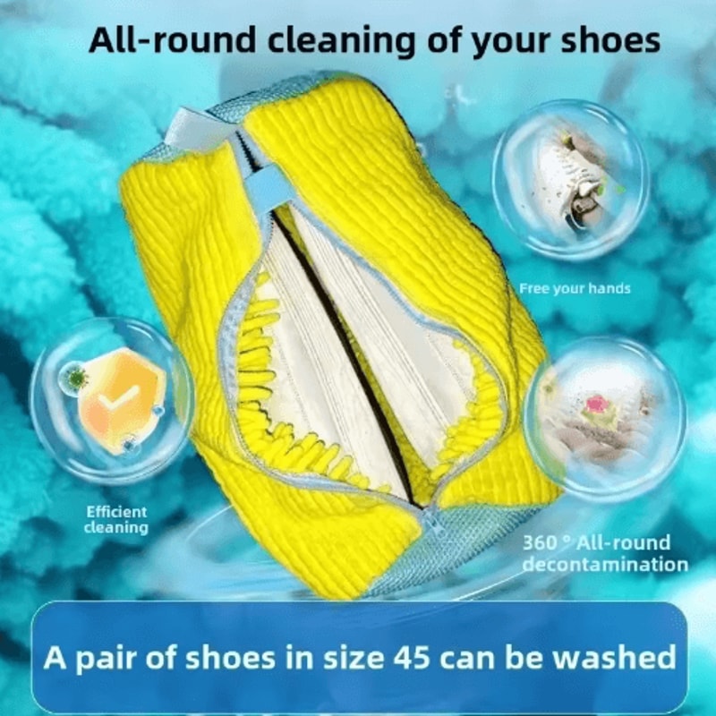 Durable Mesh Shoe Wash Bag With Zipper And Cushioned Interior 4